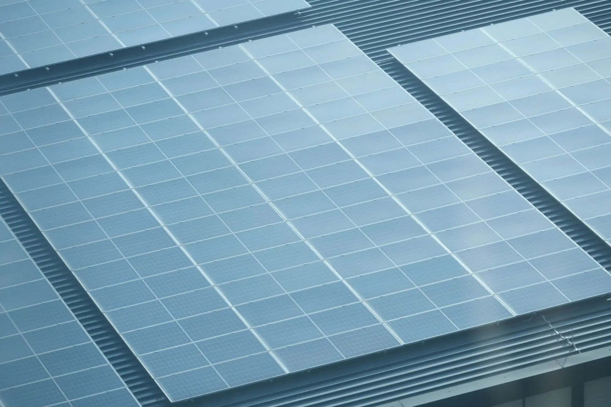 Solar panels integrated into a commercial roof
