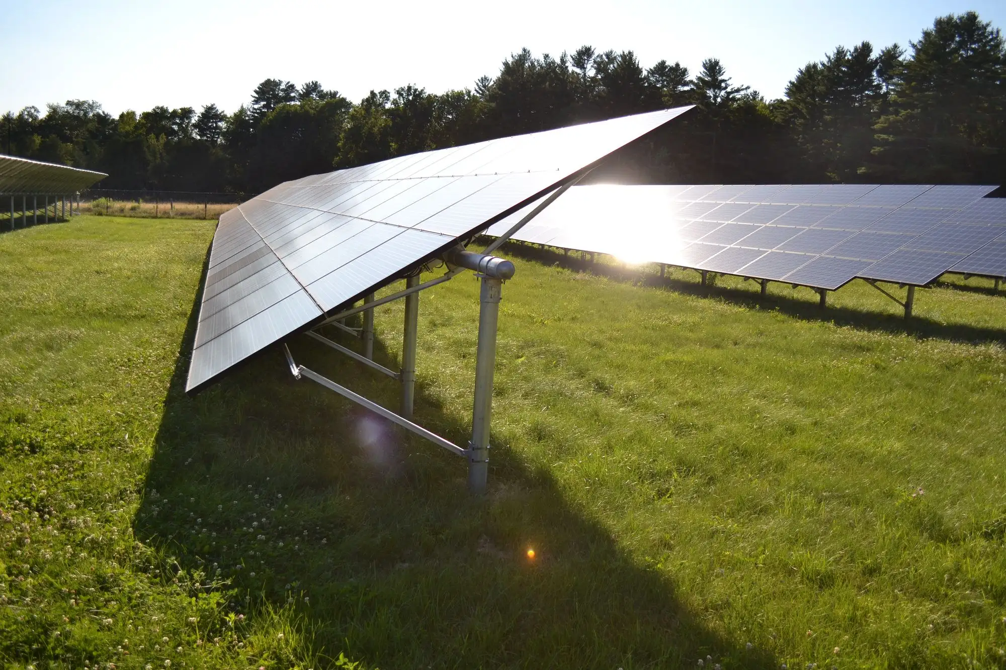 Solar array on the grounds of a school