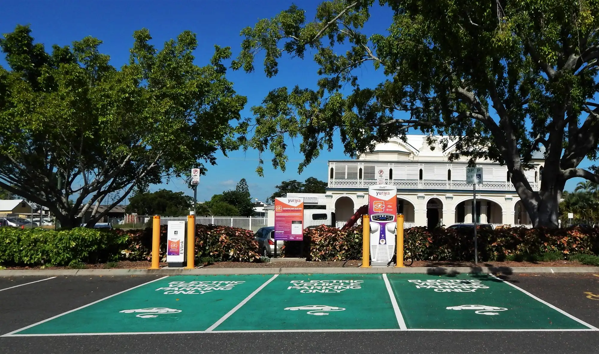 Dedicated EV charging bays in a commercial car park